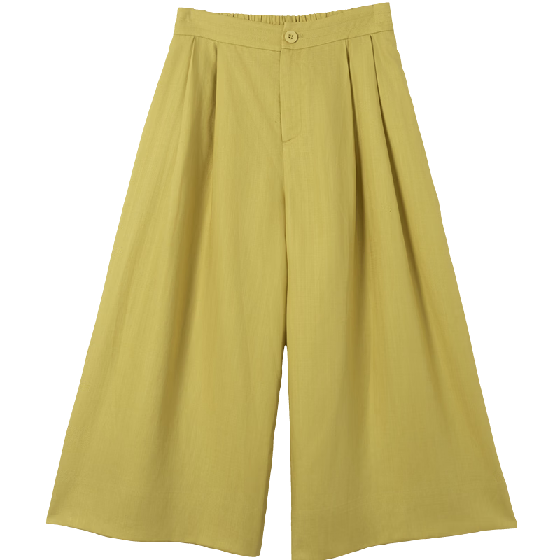 Demana [with Linen Lyocell] Summer Button High-Waist Wide-Leg Folded Slimming Cropped Casual Pants for Women Premium Feel