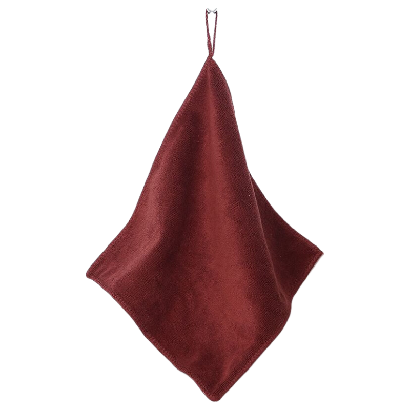 Chen Zhishangpin Household Cleaning Cloth Towel Dishwashing Dry Absorbent Square Towel with Hanging Rope Car Wiping Coffee Color Fiber Towel