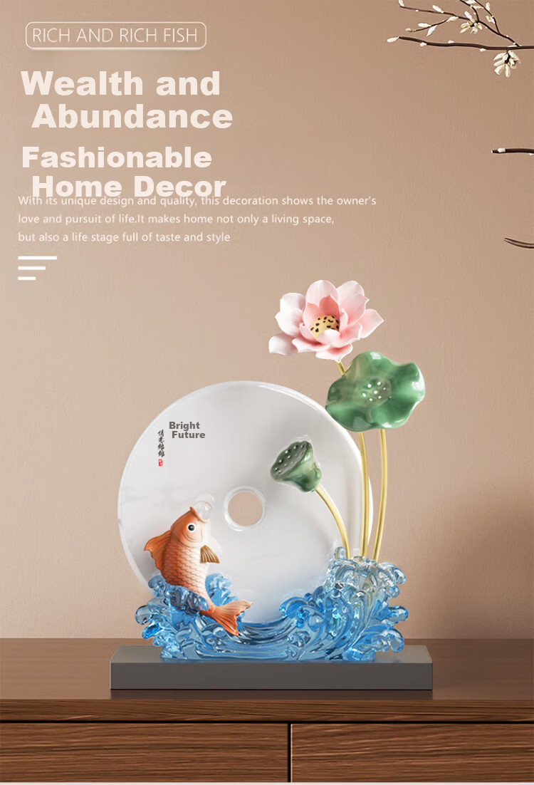 Heshengtang Amber Fish Figurine Luxury High-End Office and Living Room Decoration Opening Gift 1