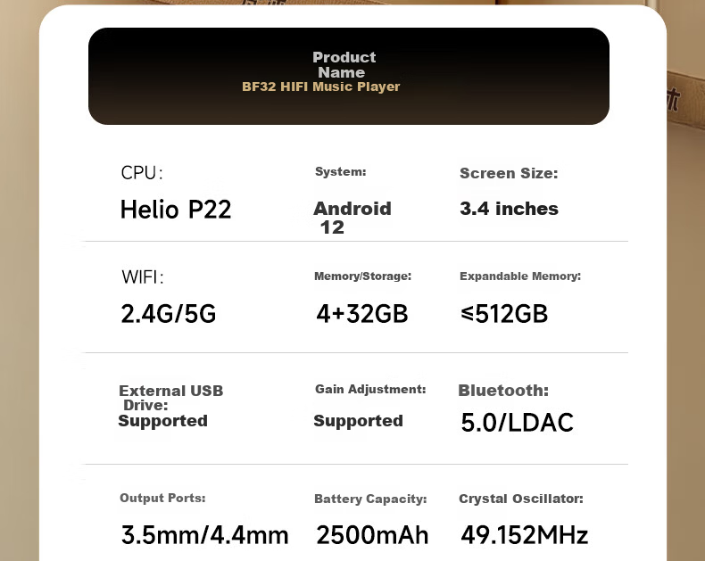 Fanmu Music Player Bluetooth MP3 Portable HiFi Lossless Audiophile DSD Android Wi-Fi Version with Expandable Card Slot BF32 Black 33