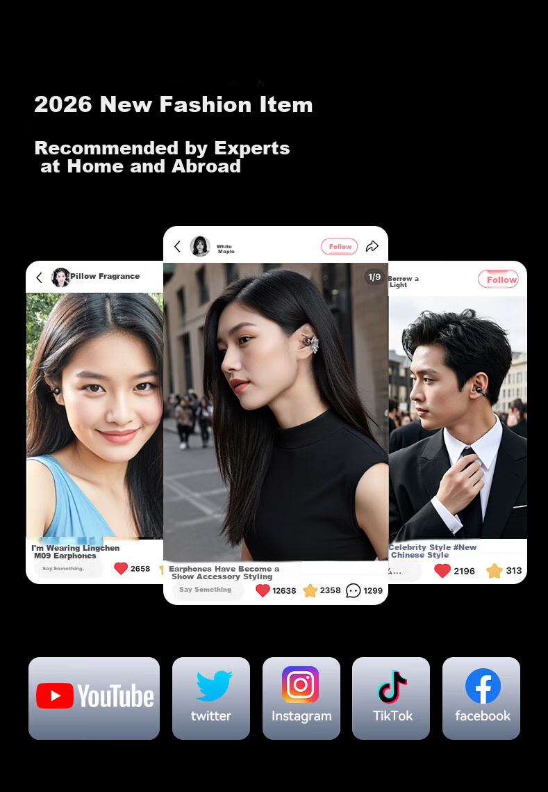 LINGCHEN 2026 Latest Harman Kardon Level Bluetooth Clip-On Bone Conduction Open-Ear Sports Running Wireless Ear-Hook AI Noise Cancelling Long Battery Life Earphones 4