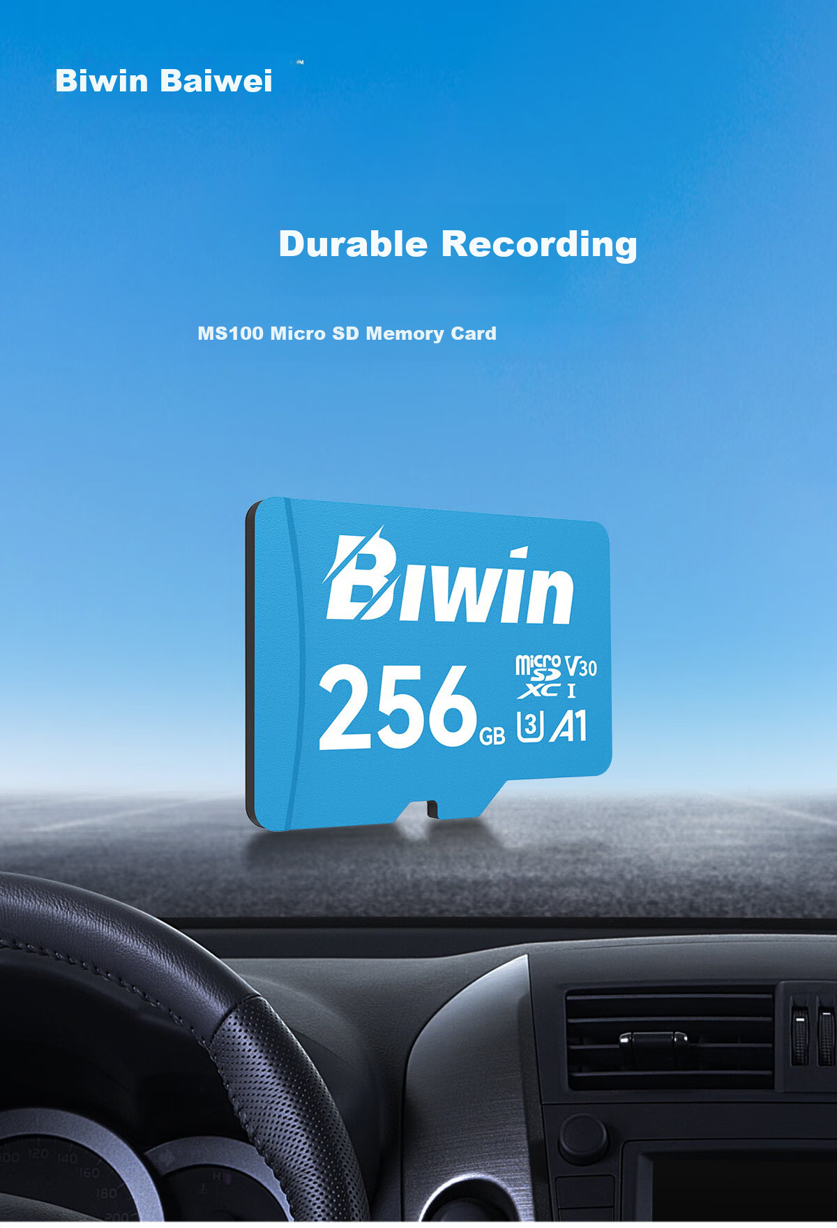 BIWIN 32GB TF (MicroSD) Memory Card A1 U1 V10 C10 MS100 Storage Card 100MB/s Read Speed Compatible with Dash Cam/Surveillance Camera 2