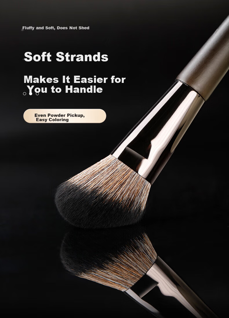 LADES Wooden 15-Piece Makeup Brush Set Animal Hair Powder Brush Lip Brush Concealer Brush Beauty Tools 5