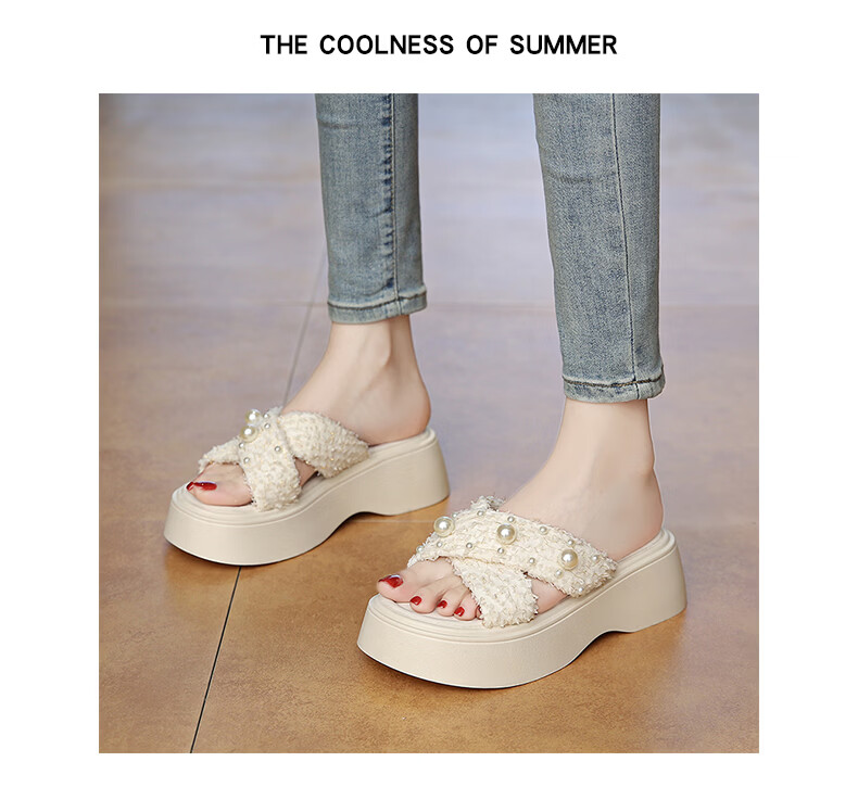 Cartelo Crocodile Women's Sandals Summer New Leather Thick Sole Casual Slip-On Sandals 1767 Beige Size 37 3