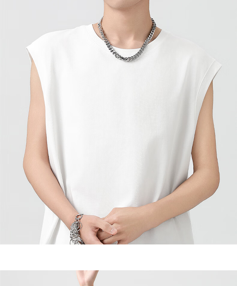 JEEP SPIRIT Men's Summer Cotton Loose Breathable Casual Sleeveless T-Shirt White 3XL 19