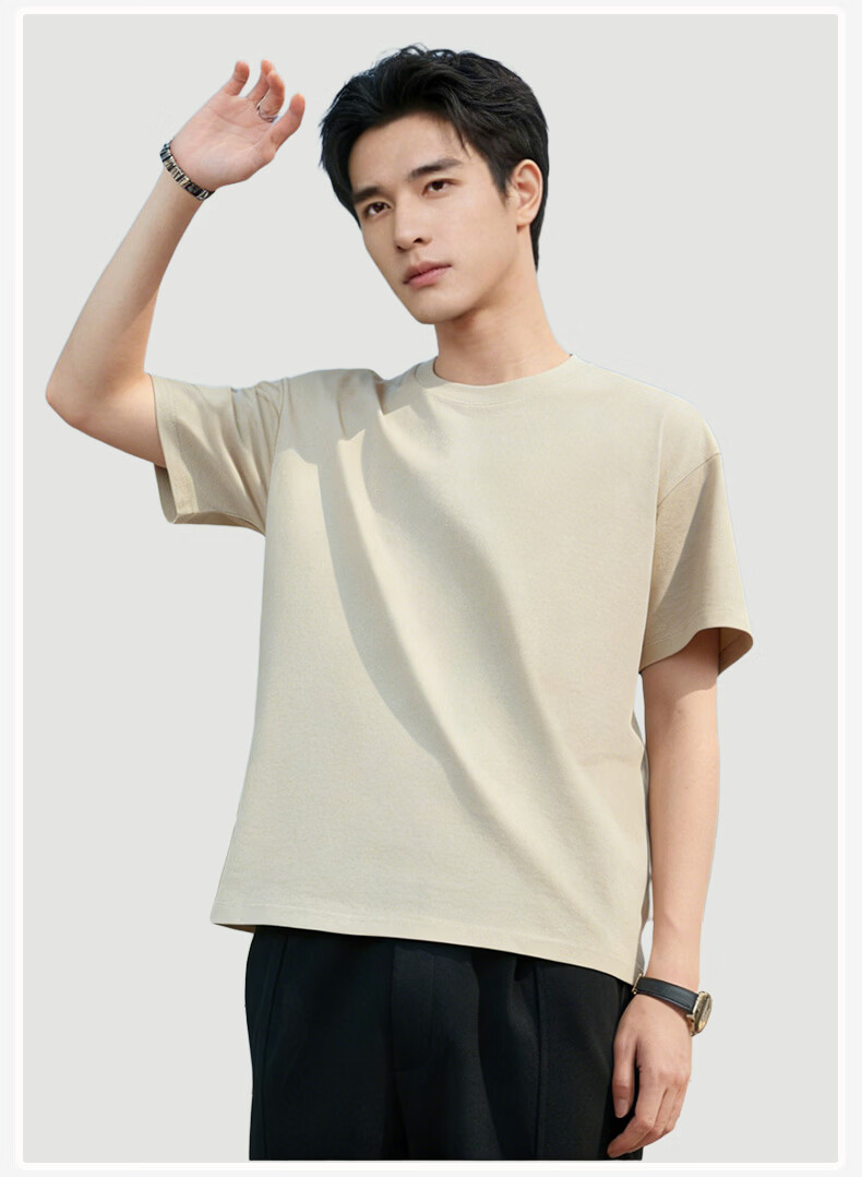 Langsha Men's Short Sleeve Pure Cotton T-Shirt Summer 2026 New Loose Casual Simple Half Sleeve Top for Men 14