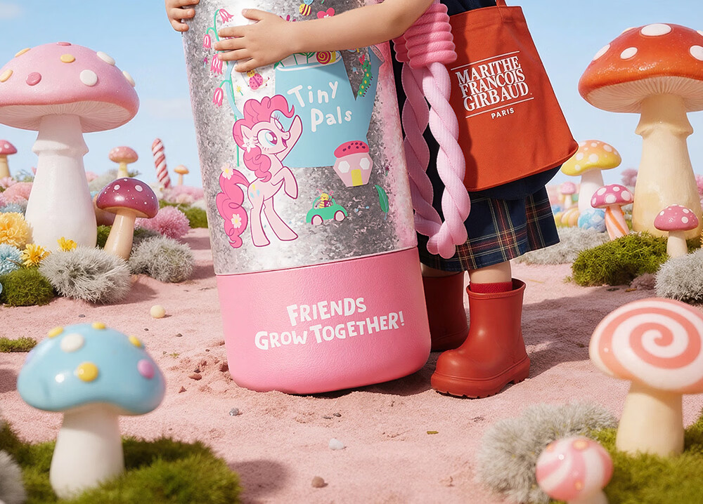 Germ My Little Pony Pure Titanium Children's Insulated Straw Bottle Dual Drinking Cup for Girls Student 480ML Garden Pink 2