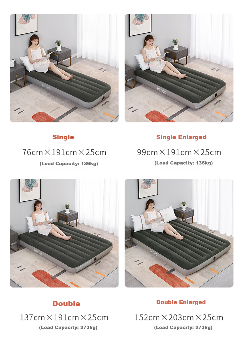 INTEX Single Inflatable Air Mattress Camping Outdoor Moisture-Proof Mat Home Care Nap Folding Bed 64106W 8