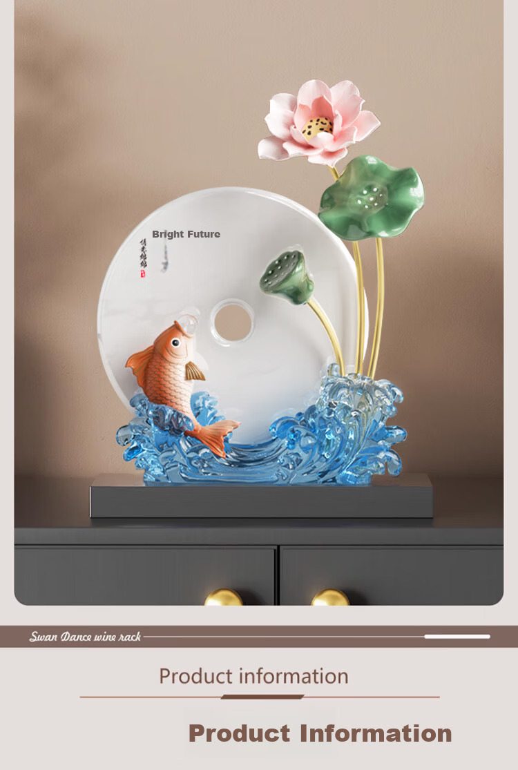 Heshengtang Amber Fish Figurine Luxury High-End Office and Living Room Decoration Opening Gift 3