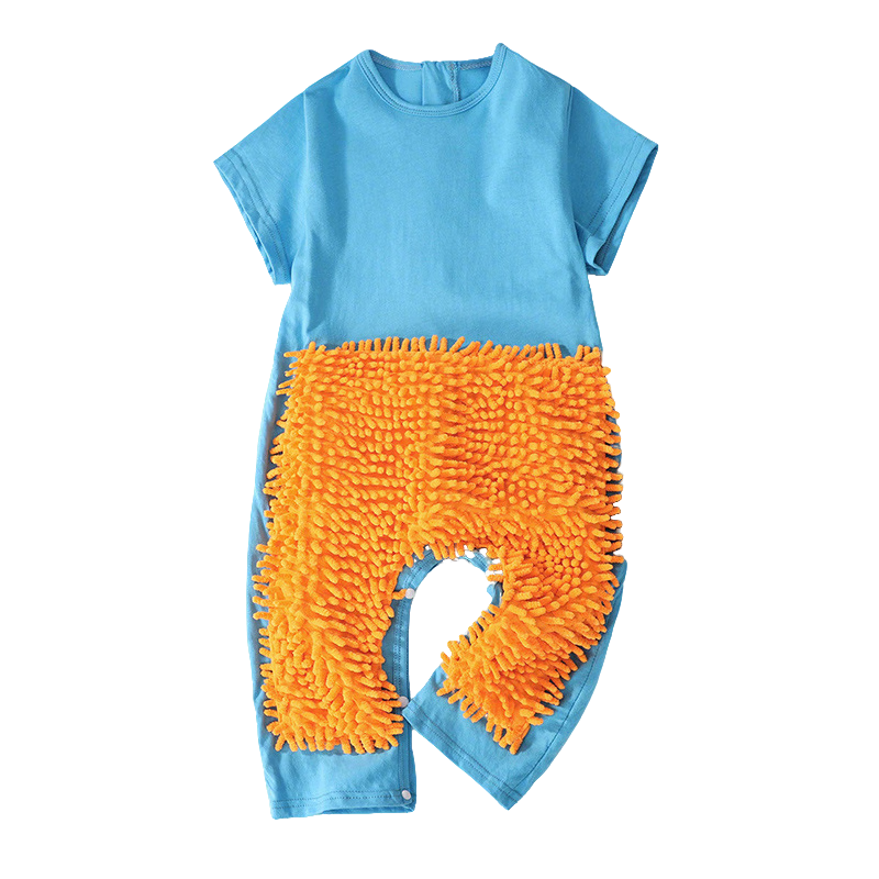 Babyprints Baby Romper Summer Short Sleeve Floor-Length Elbow Protection Crawling Suit Anti-Dirt Cute Outfit Blue 100
