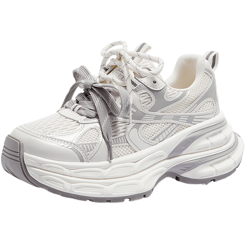 CAMEL Silver Moon Outdoor Dad Sneakers Thick Sole Casual Shoes L24A255753W Pearl White (Women's Breathable Mesh) Size 36