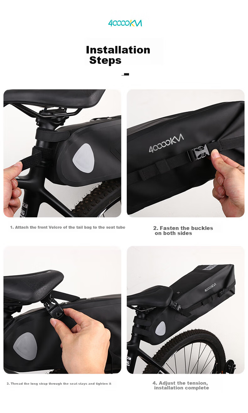 40,000km Bicycle Tail Bag Multifunctional Large Capacity Waterproof Saddle Rear Bag 9