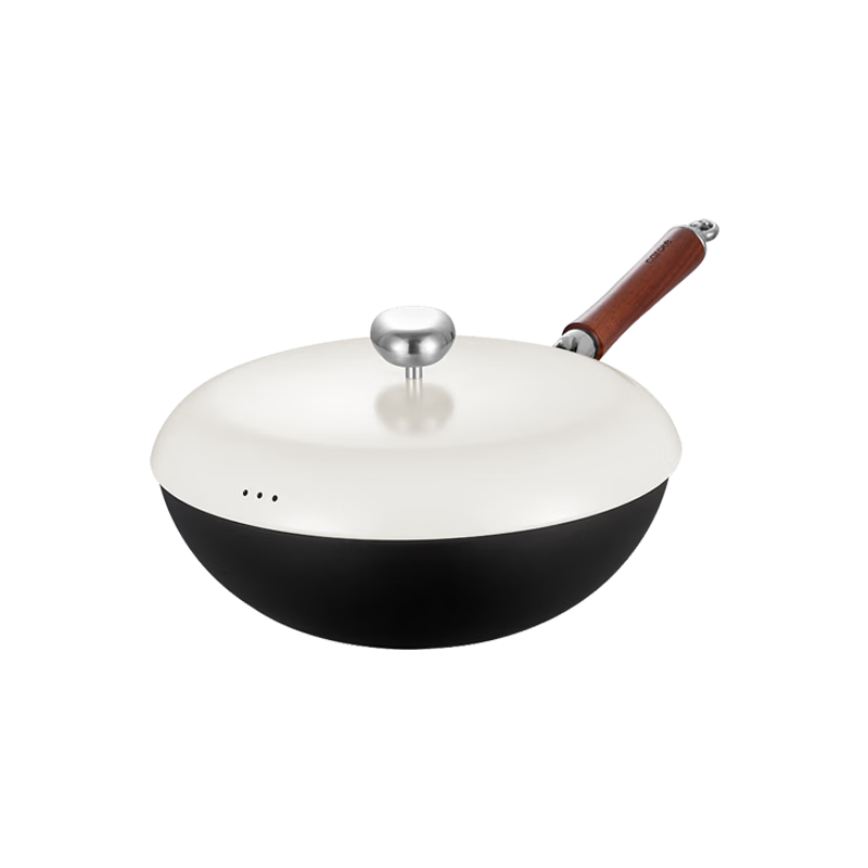 Carote 32cm Titanium-Free Coating Iron Wok Non-Stick Stir Fry Pan for Home Use Compatible with Gas and Induction Cooktops