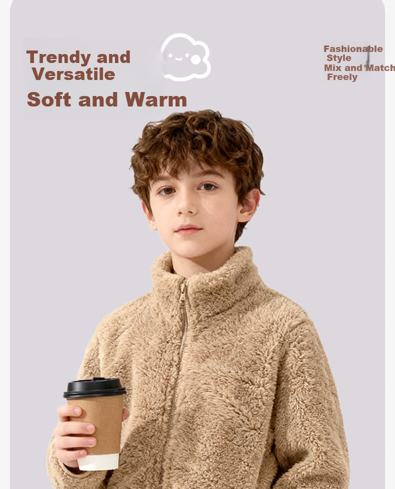 Baleno Kids Winter Fleece Stand Collar Jacket Girls Thickened Warm Double-Sided Fleece Outerwear 8