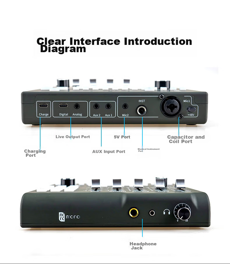 Ickb Mono Sound Card, Live Streaming Dedicated Karaoke Microphone, Compatible with Mobile Phones And Computers, Recording Microphone Equipment Set, for Internet Celebrities, Douyin, Kuaishou, Outdoor Recording, Microphone Sound Card Kit 16