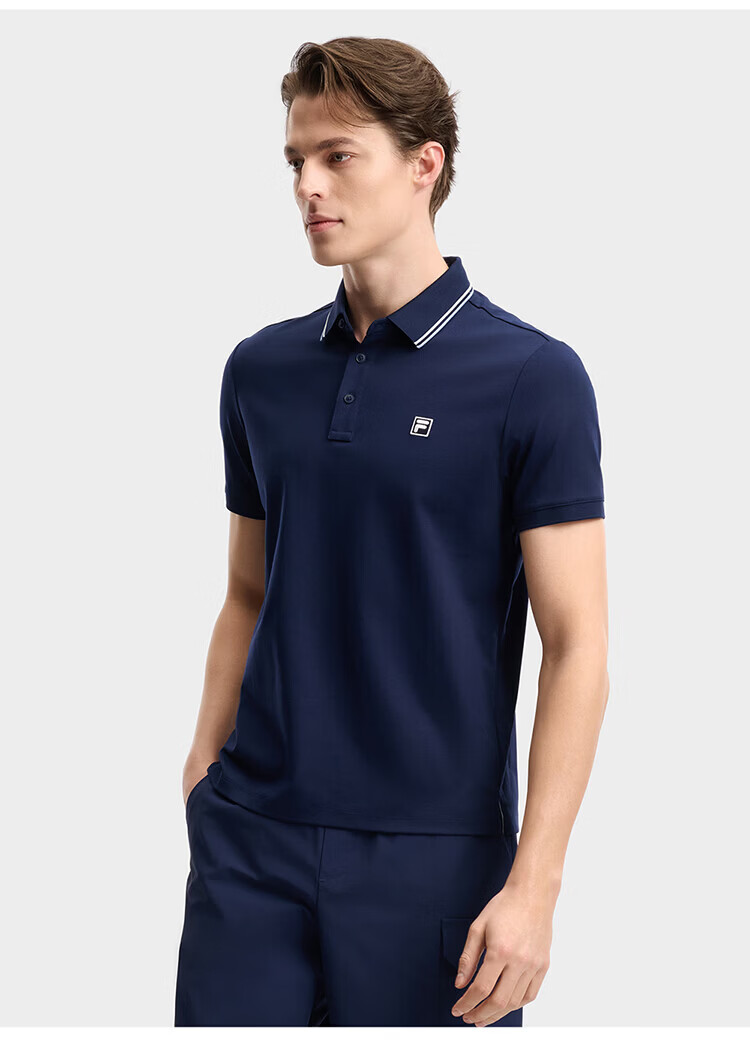 FILA Elite Men's Knitted Short Sleeve Polo Shirt 2026 Summer Simple Basic Casual Top 42