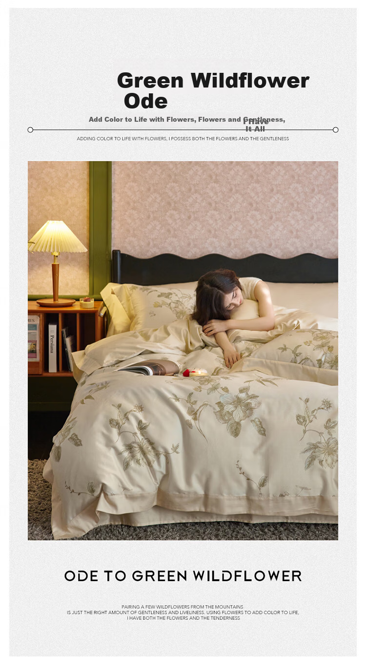 Dohia Home Textiles Pure Cotton 4-Piece Bedding Set 60-Count Cotton Sateen French Style Sheet and Duvet Cover Set 220x240cm with Piped Edges 9