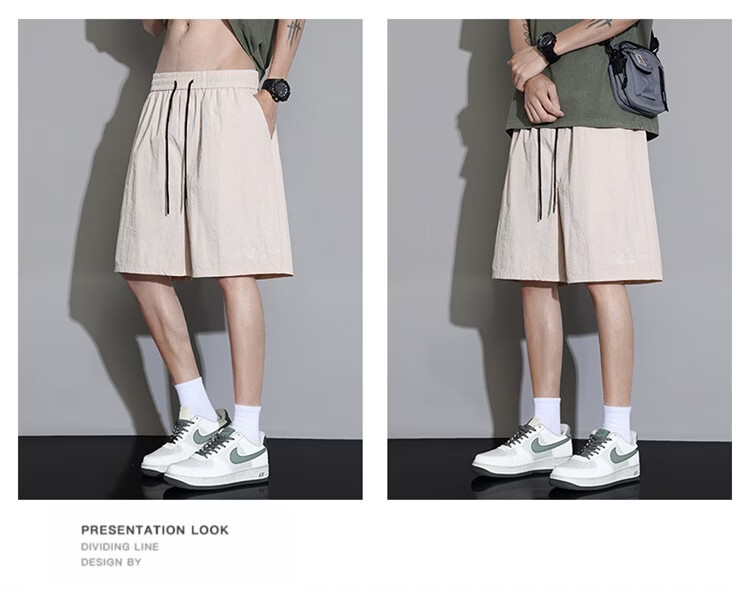 GLM Men's Summer Thin Ice Silk Casual Shorts Loose Sports Beach Mid-Length Pants 14