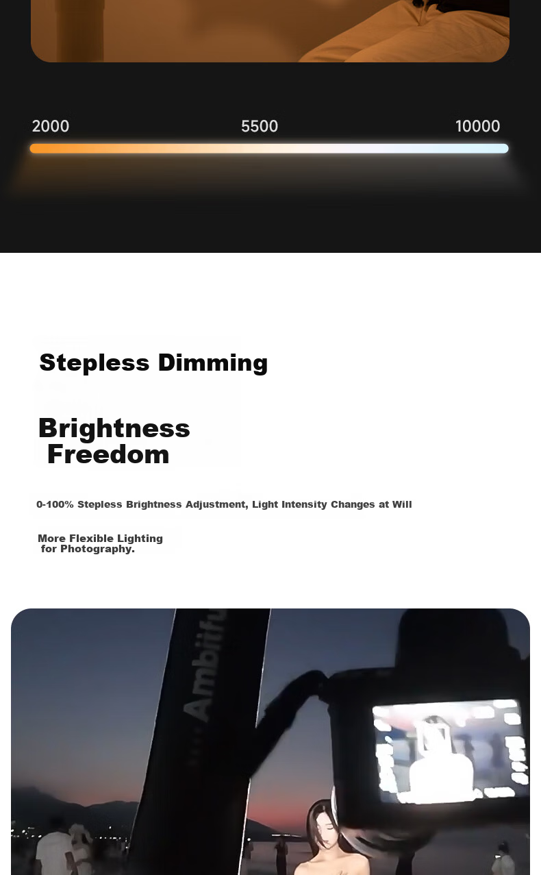 AMBITFUL ZhiJie GCA30C Air Column Light Dual Color Temperature RGB Video Photography Fill Light Live Streaming Wedding Camping Portable Soft Light Outdoor Live Streaming Light 17