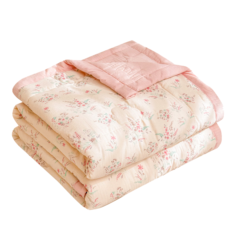Hongdou Class A Cotton Summer Quilt Air Conditioning Quilt Core Single Dormitory Summer Cooling Quilt Machine Washable Thin Quilt 1.5*2m Floral Vine