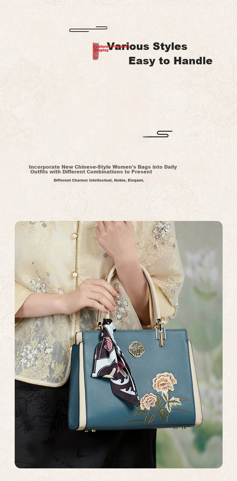 Zhur Women's Bag 2026 New Chinese Style Embroidered Cowhide Handbag Practical Birthday Gift for Mom 8