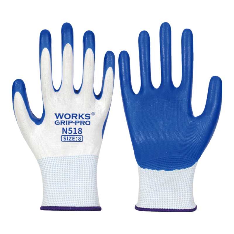 Maozheng Nitrile Gloves 12 Pairs, Oil-Resistant Non-Slip Wear-Resistant Labor Protection for Work, Handling, Maintenance, Blue [Genuine Product]