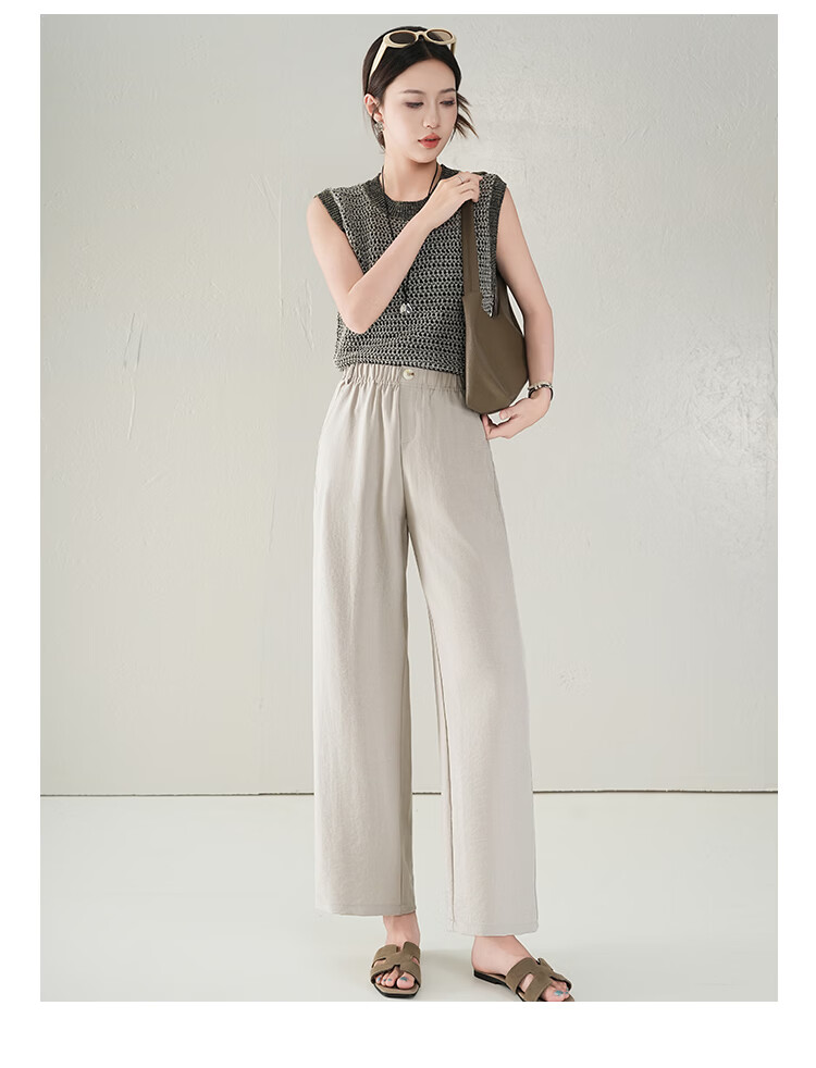 Free Style Women's Nine-Point Linen Wide-Leg Pants Summer Thin High Waist Slim Loose Cool Straight Casual Trousers 2026 New Arrival 17