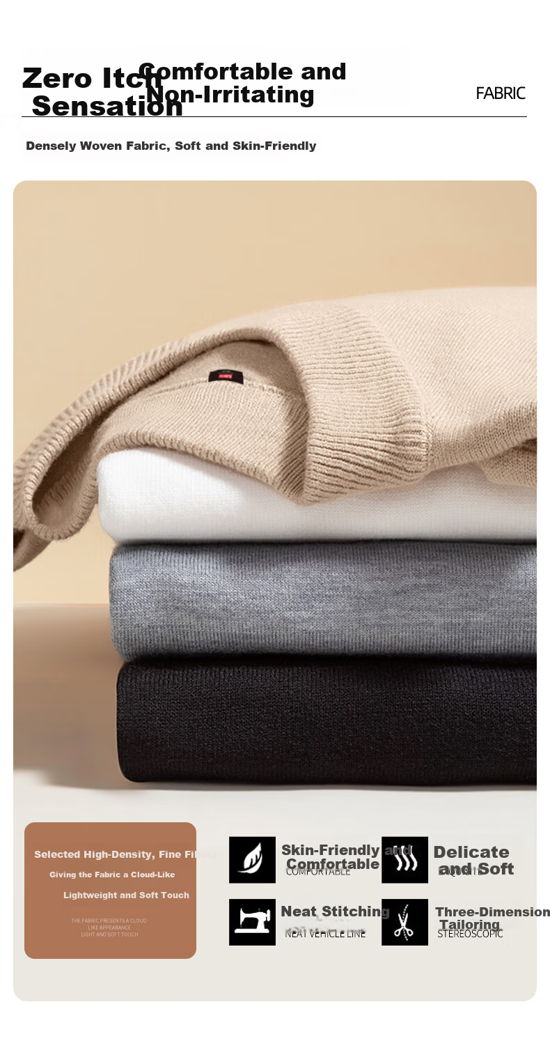 Baleno S&K Series Half Turtleneck Sweater Autumn Winter 2025 New Men's Base Layer Heavyweight Warm Top for Students 6