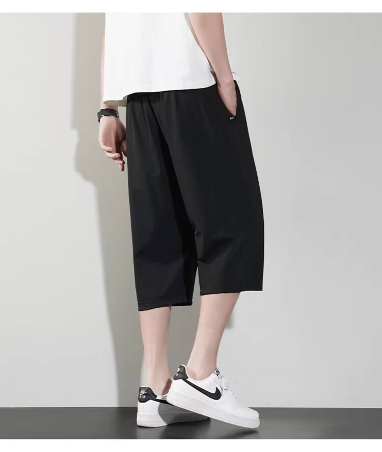 JEEP Men's Summer New Ice Silk Thin Seven-Point Casual Sports Shorts Black L 12