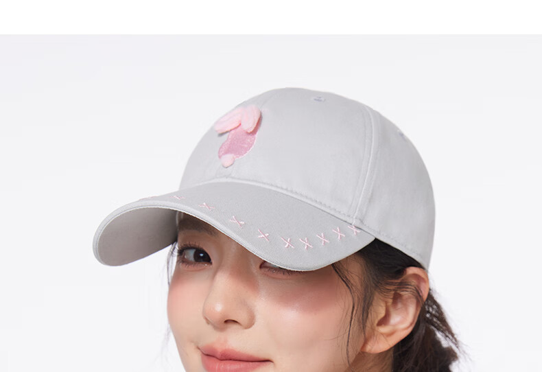 CACUSS Women's Duckbill Cap Spring Summer Cute Embroidered Little Rabbit Pure Cotton Soft Top Baseball Cap Playful Youthful Face-Slimming Dark Brown 20