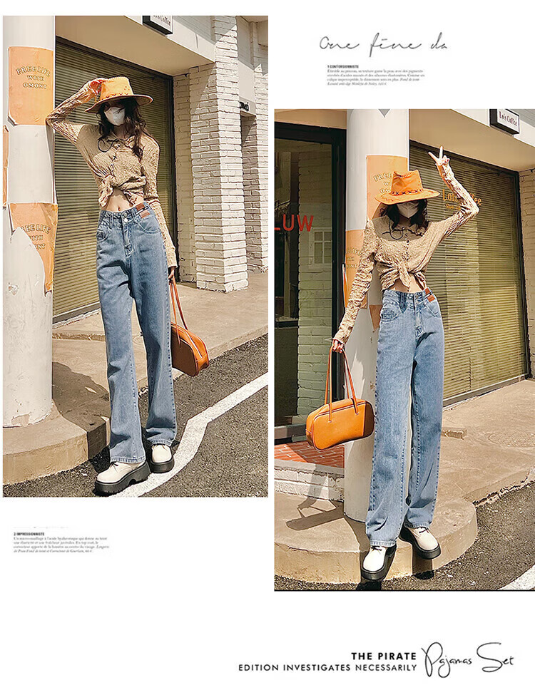 Pierre Cardin Jeans for Women, Summer High-Waisted Loose-Fit Slimming Lyocell Casual Straight-Leg Versatile Cropped Pants, Vintage Blue M 7