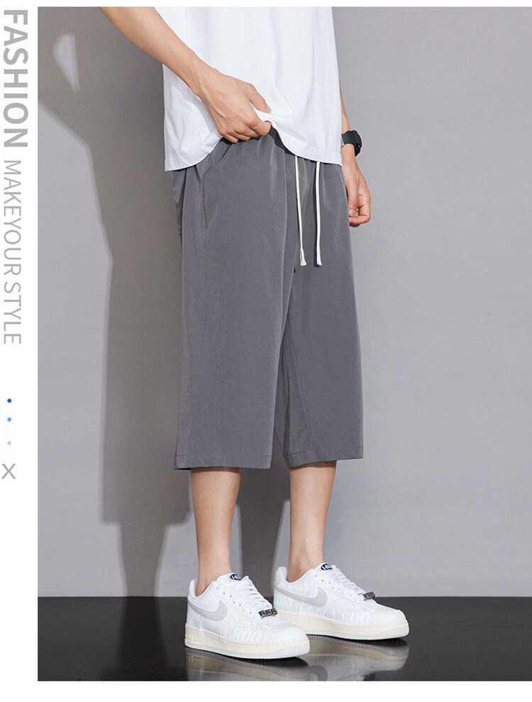 ROMON Men's Summer Thin Loose Casual Straight Five-Point Shorts Breathable Cool Black M 6
