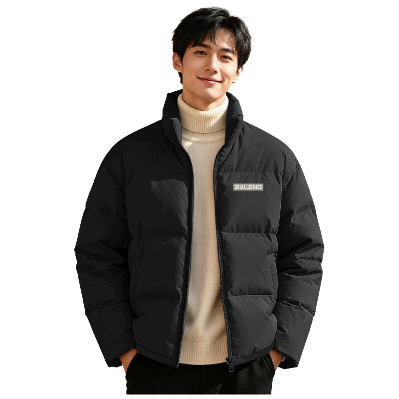 Baleno Men's Thickened Autumn Winter Cotton Padded Jacket Stand Collar Puffer Coat Warm Fleece Lined Outerwear