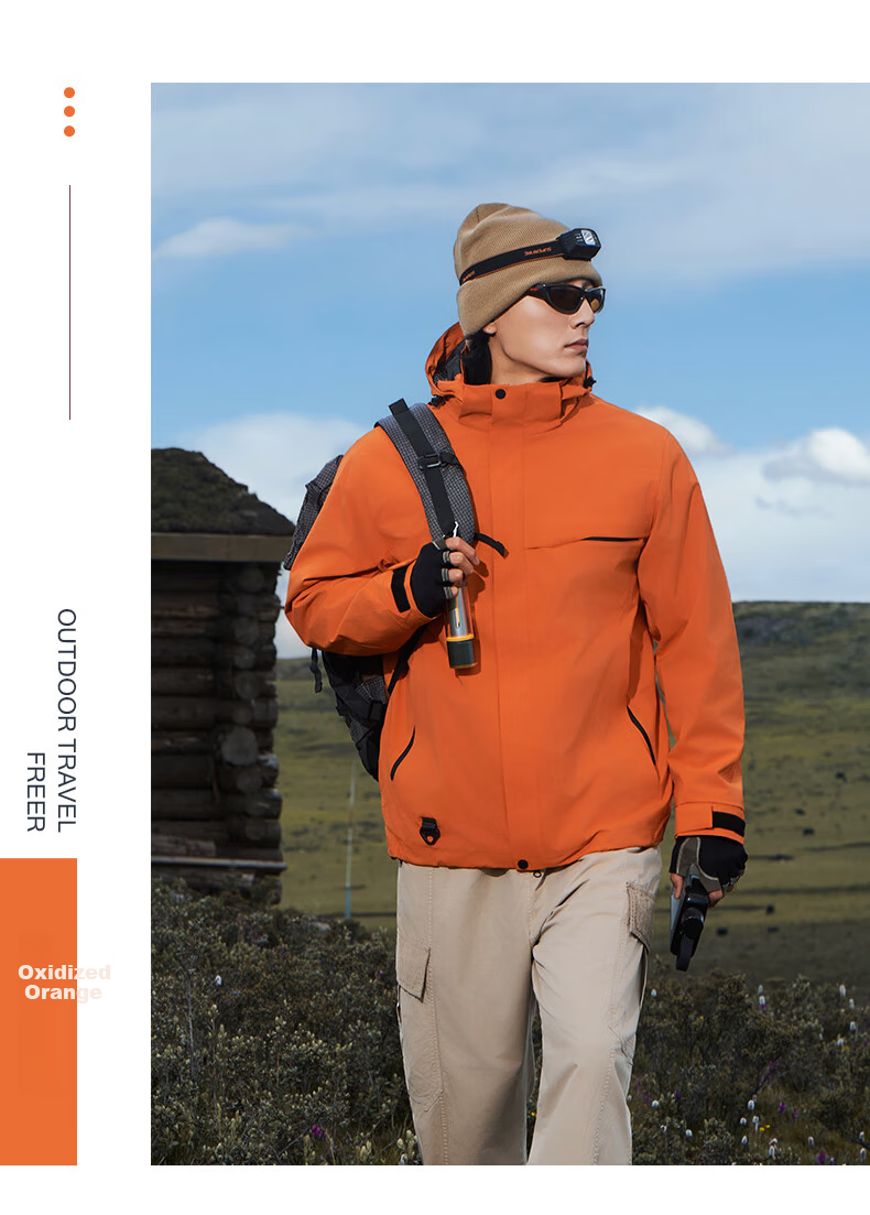 JEEP SPIRIT Men's and Women's Outdoor 3-in-1 Waterproof Windproof Mountaineering Jacket Couple's Dark Night Blue XS 15