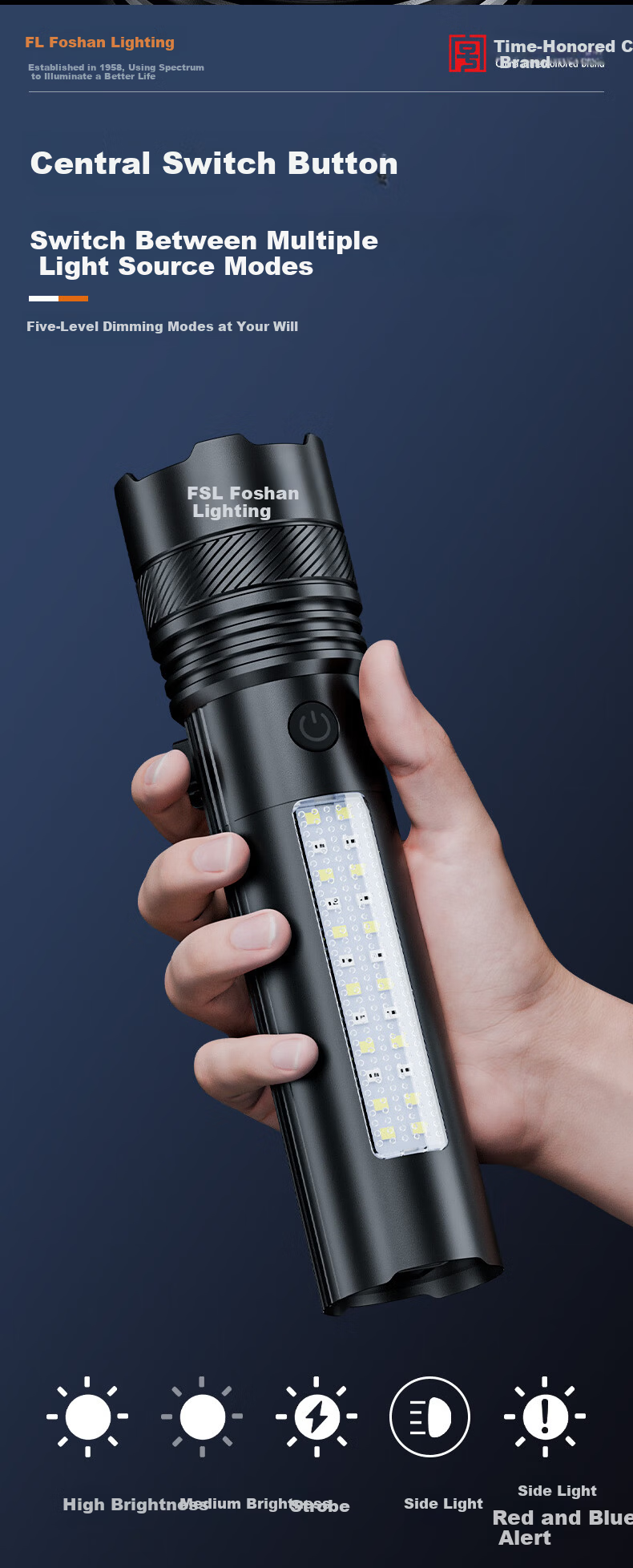 FSL Foshan Lighting Zunlong High Brightness Flashlight Ultra-Long Battery Life JD Self-Operated 5000 Lumens Outdoor Patrol Torch 5