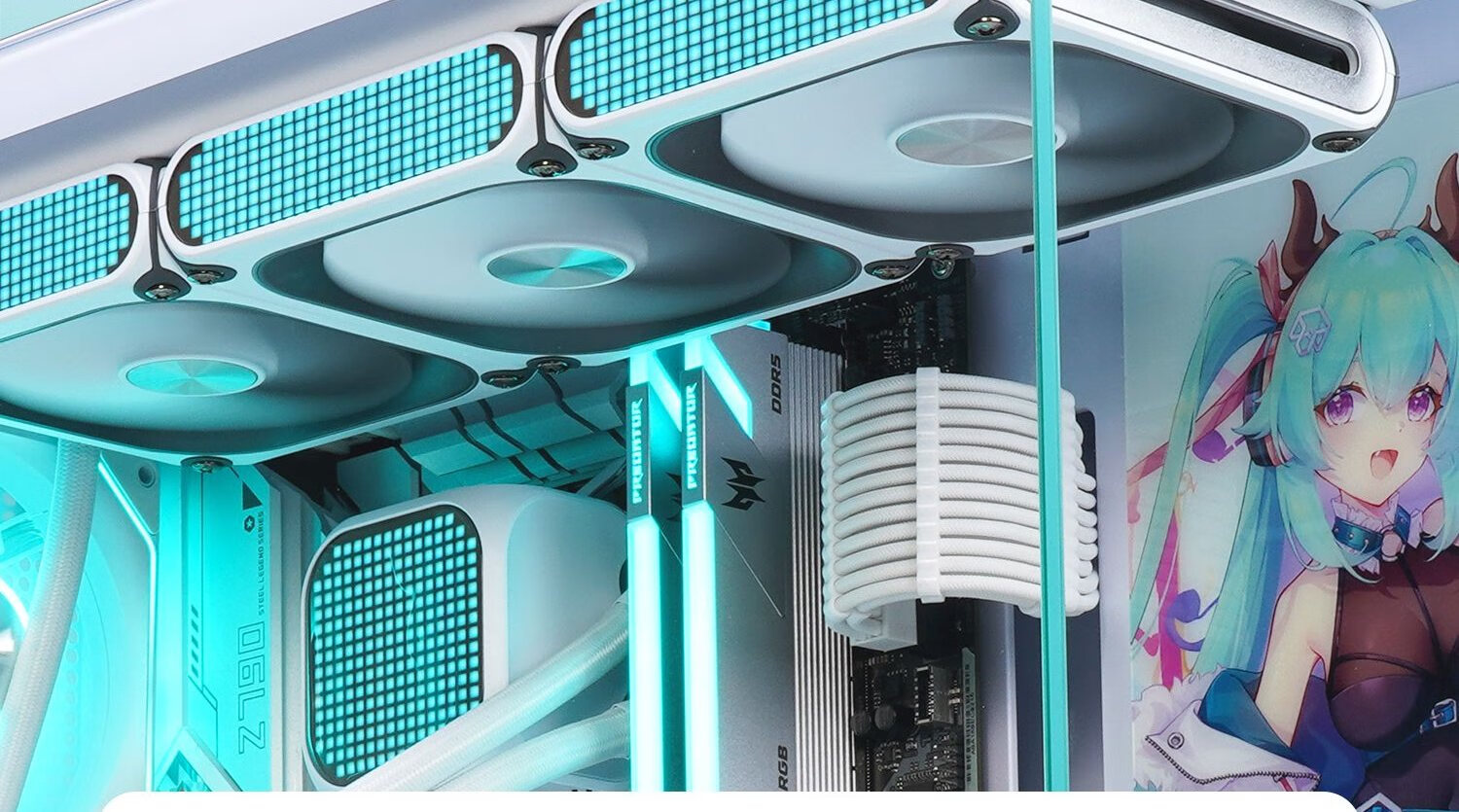 PADO Yinglong 360 White Seaside View ATX Desktop Computer Case (Without A Pillar / Supports 360mm Water Cooling / 9 Fan Positions / Compatible with 4090 Graphics Card) 11
