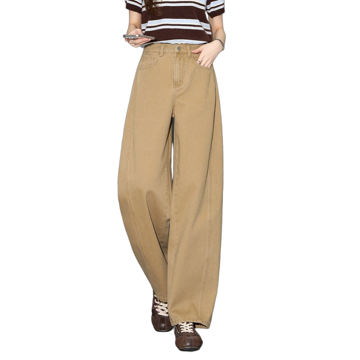 Demana Fresh Cotton Summer Curved Blade Cropped High-Waist Slimming Wide-Leg Harem Jeans for Women Premium Feel