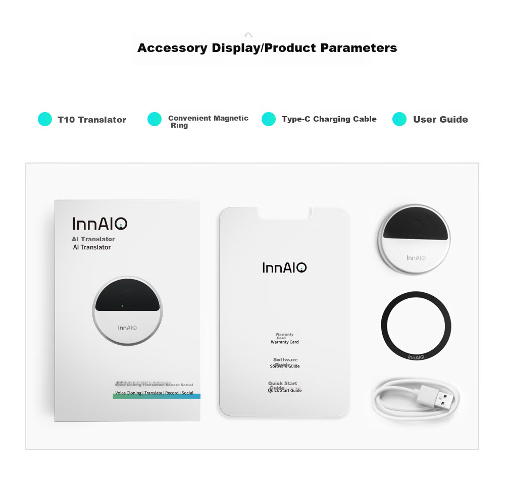 InnAIO Inno AI Key Magnetic Translator T10 [Voice Cloning] Cross-App Simultaneous Multi-Language Real-Time Translator Obsidian Black Portable Travel Essential 22