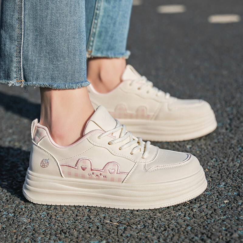 Warrior Women's Casual Sneakers Simple Versatile Cute Durable Commuter Sports Shoes WXY-Q549C Beige Pink Size 40