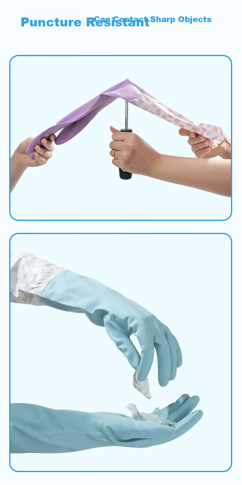 Titanfine Extended Household Natural Latex Gloves 1 Pair Size S Cleaning Laundry Wear-Resistant Waterproof Sleeve Autumn Winter Purple 9