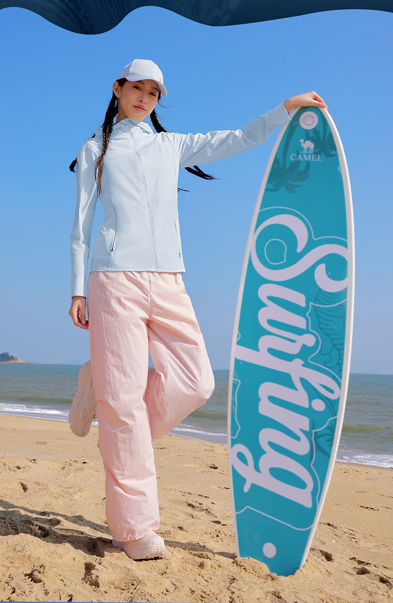 CAMEL Women's Sports Sun Protection Jacket Ice Cool Quick-Dry Outdoor Slim Fit Hooded Coat C26BZ0L7046 Phantom Black XXL 6