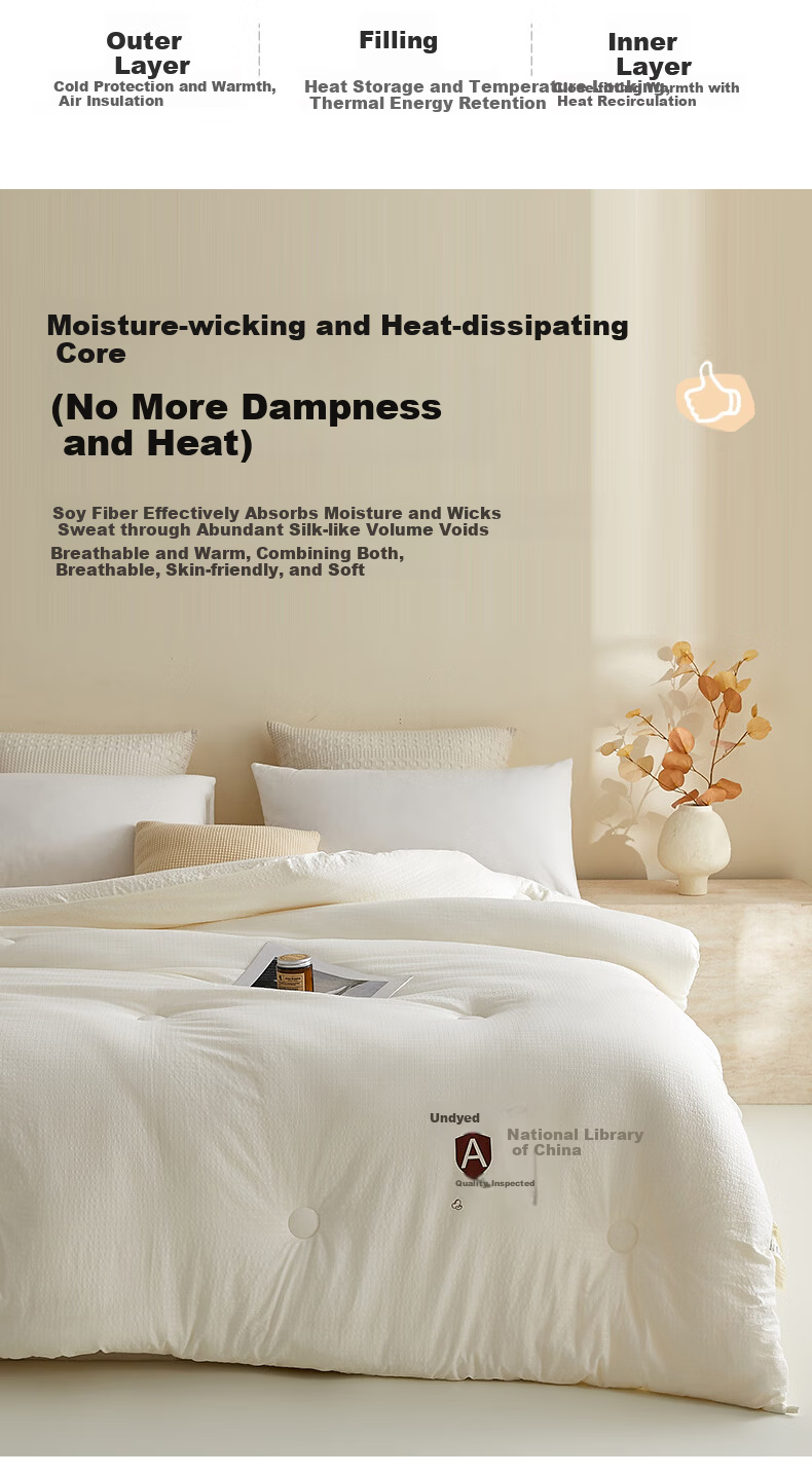Hongdou Class A Undyed Soybean Quilt Summer Cooling Quilt Core Air Conditioning Quilt Spring and Autumn Quilt Four Seasons Thin Quilt 2*2.3m Approx. 4 Jin 5