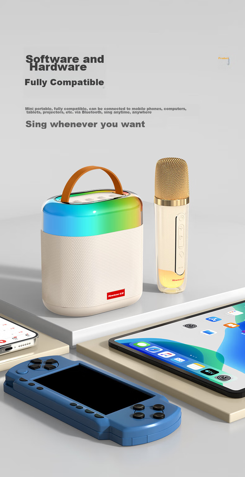 Newmine PBS005 Camping Atmosphere Light Speaker, Wireless Bluetooth Speaker, Outdoor Portable Subwoofer, Illuminated with Three Colors, Long Battery Life, Black 14