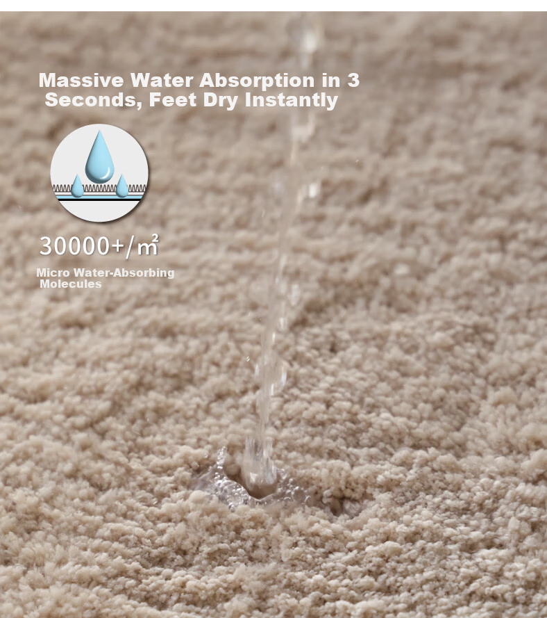 Saibosi Cream Style Bathroom Door Plain Color Antibacterial Water-Absorbent Non-Slip Floor Mat High-End Toilet Rug 50X80CM 3