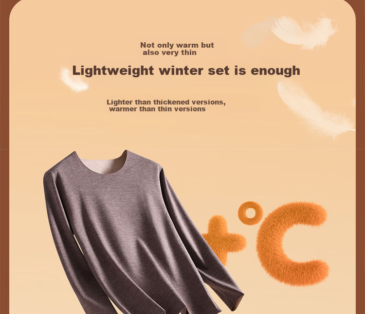 Langsha Men's Thermal Underwear, Antibacterial And Anti-Mite, Goose down Seamless, Heat-Generating, Thin-Fit Autumn Top And Bottom Set 20