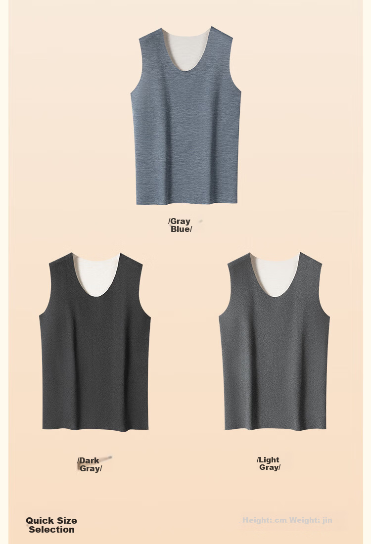 MiiOW Men's Thermal Underwear Fleece Lined Thickened Warm Silk Velvet Vest Autumn Base Layer Shirt 23