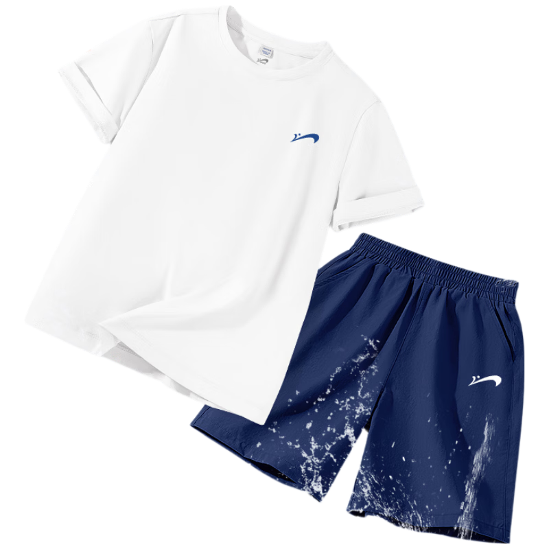 Guirenniao Kids Boys Summer Set Ice Silk Quick-Dry T-Shirt Children's Cool Sports Short Sleeve Tee Big Kids Summer Wear