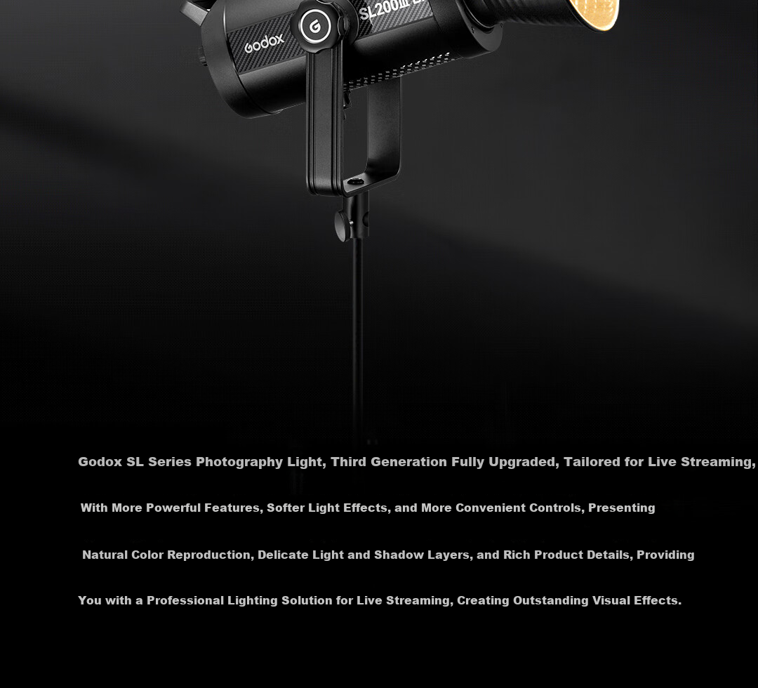 Godox SL200IIIBi III LED Bi-Color Adjustable High Power Fill Light Single Head for Live Streaming Food Portrait Video Photography【Official Standard】 3