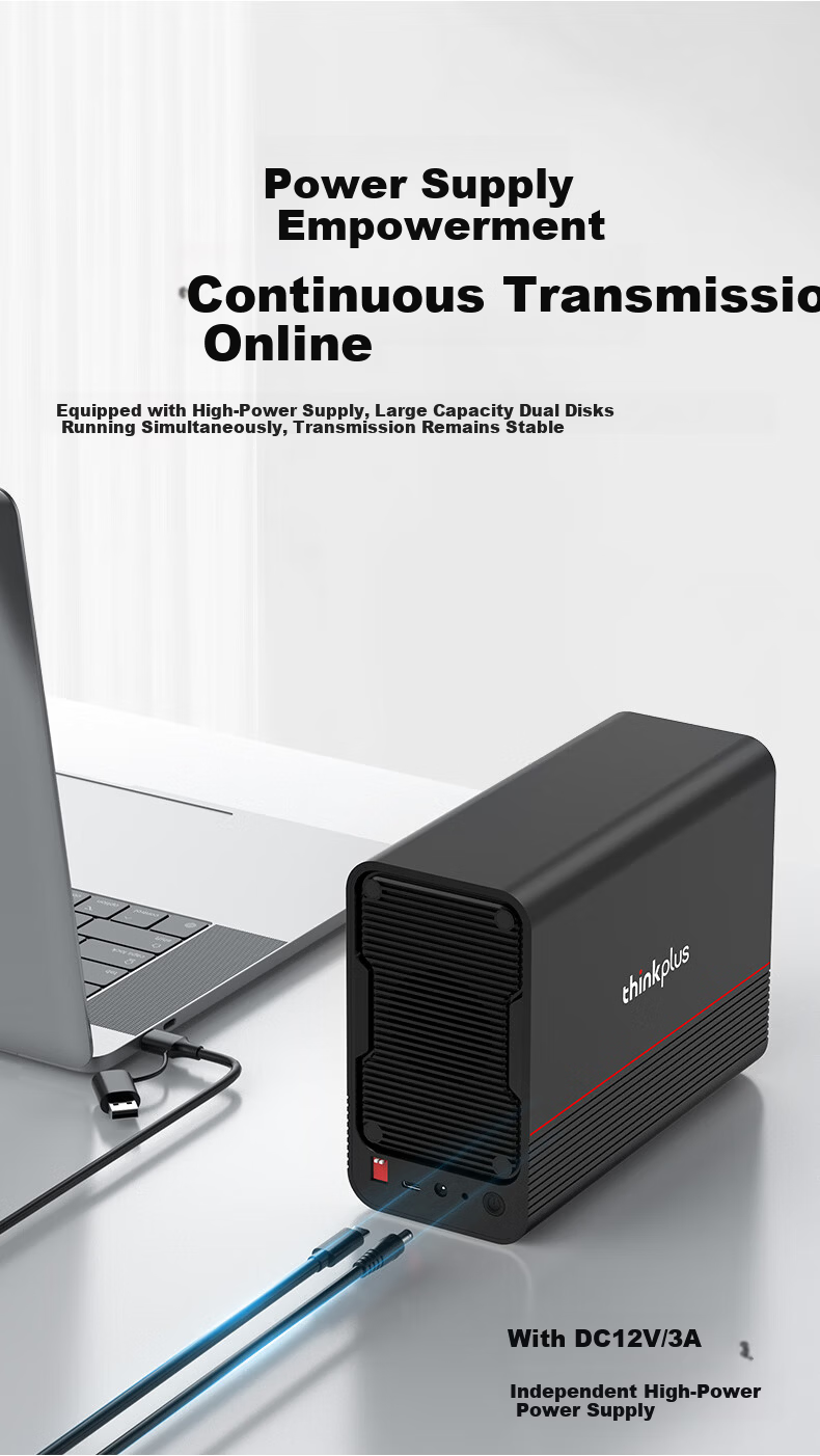 ThinkPlus Lenovo Dual-Bay Hard Drive Enclosure for Macmini/NAS Expansion Storage 2.5/3.5 SATA HDD SSD Case 4