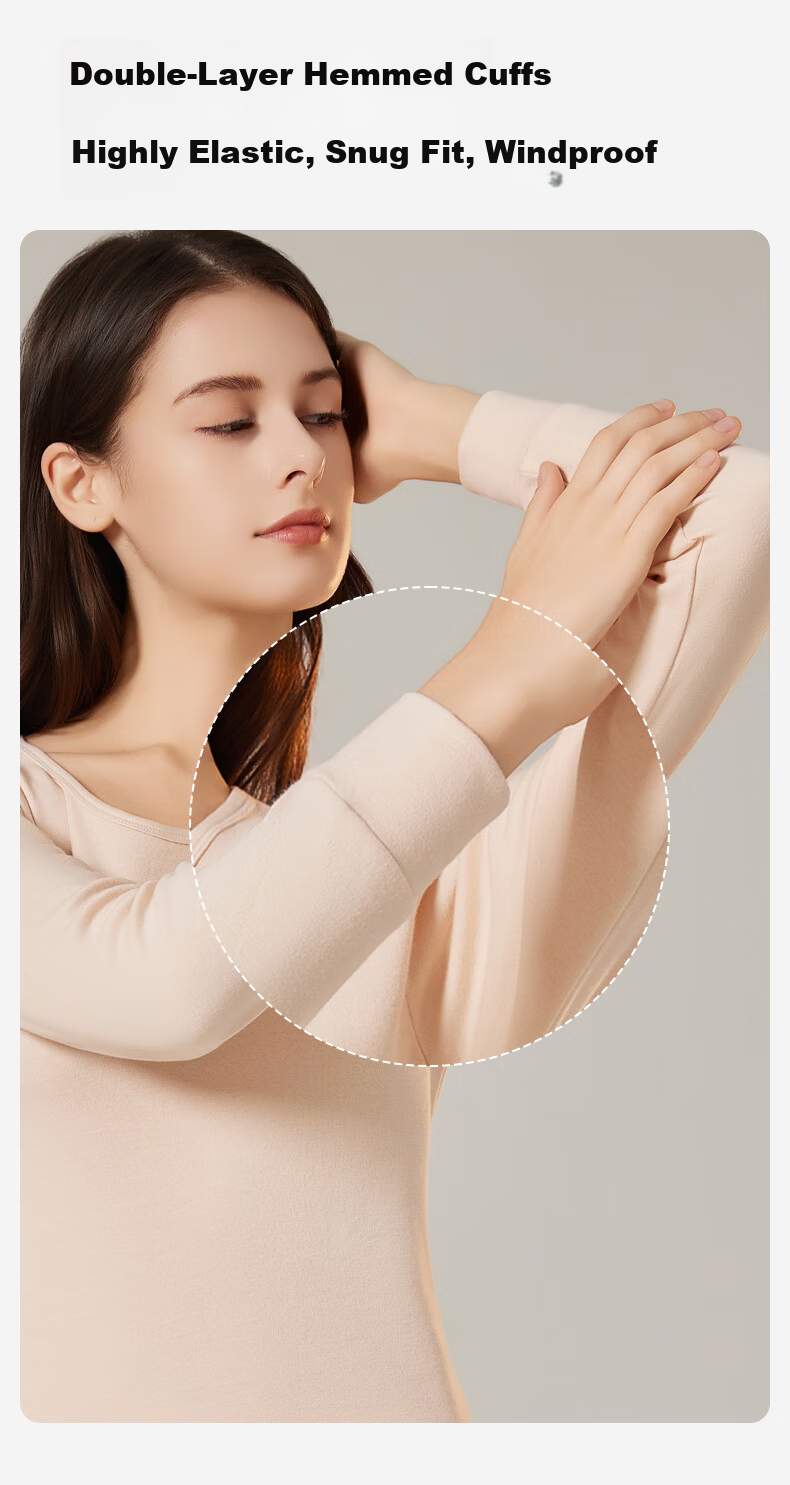 Urban Beauty 100% Cotton Thermal Underwear Set for Women Autumn Top and Bottom Thin Winter 10A Antibacterial Anti-Mite Anti-Static 9